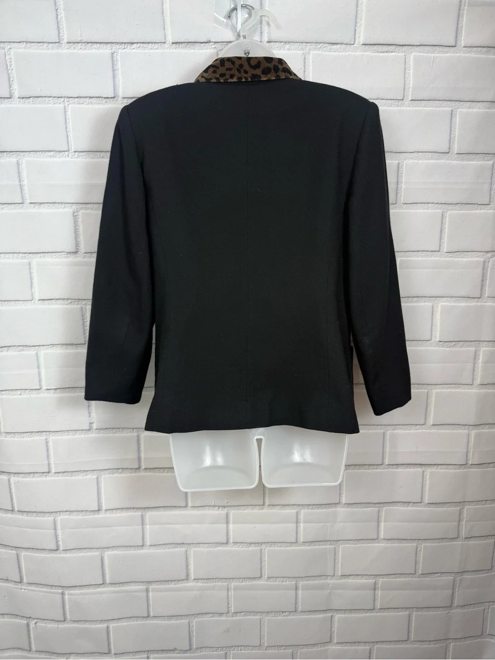 Vintage Y2K Suits Me Black Leopard Collar Zip Blazer Jacket Size 6 academia chic